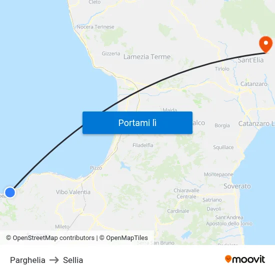 Parghelia to Sellia map