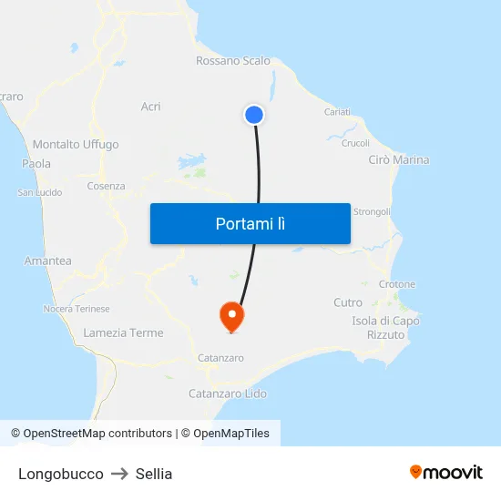 Longobucco to Sellia map
