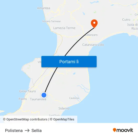 Polistena to Sellia map