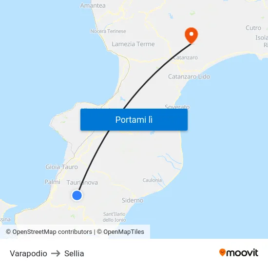 Varapodio to Sellia map