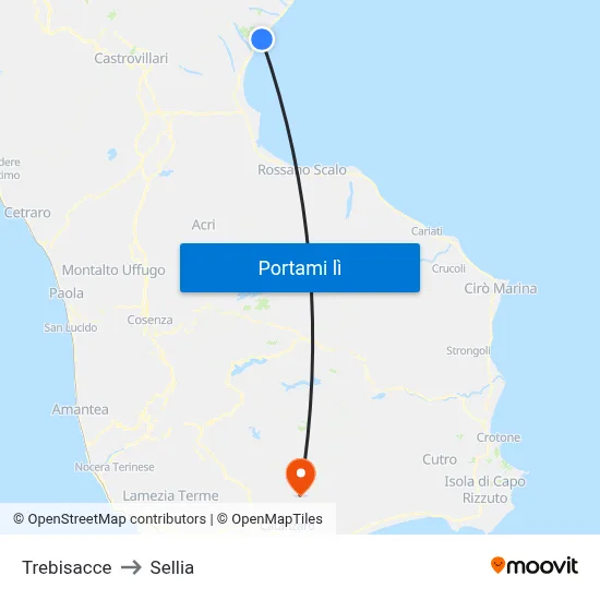 Trebisacce to Sellia map