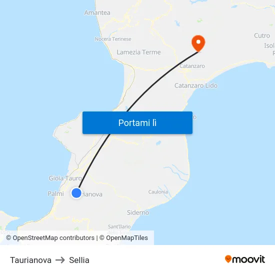 Taurianova to Sellia map
