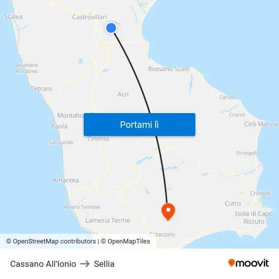 Cassano All'Ionio to Sellia map