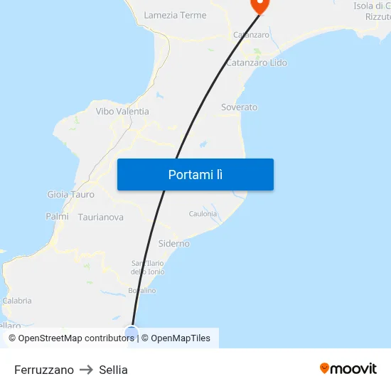 Ferruzzano to Sellia map