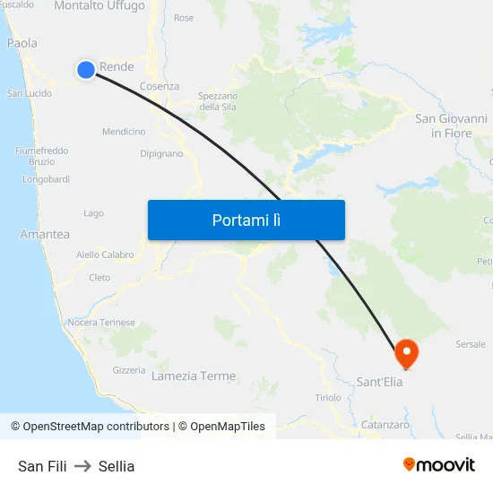 San Fili to Sellia map