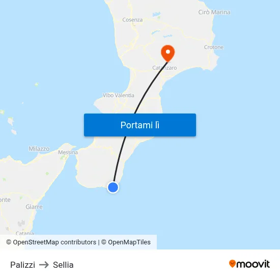 Palizzi to Sellia map