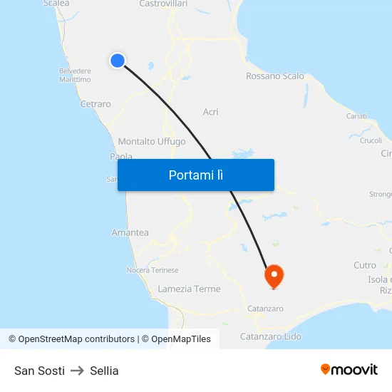 San Sosti to Sellia map