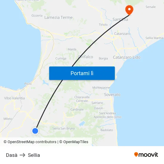 Dasà to Sellia map