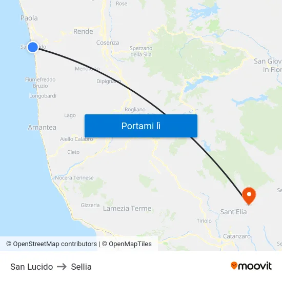San Lucido to Sellia map