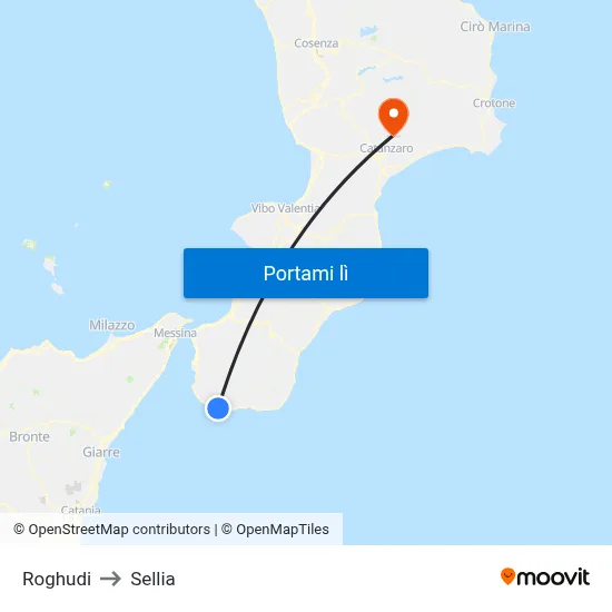 Roghudi to Sellia map