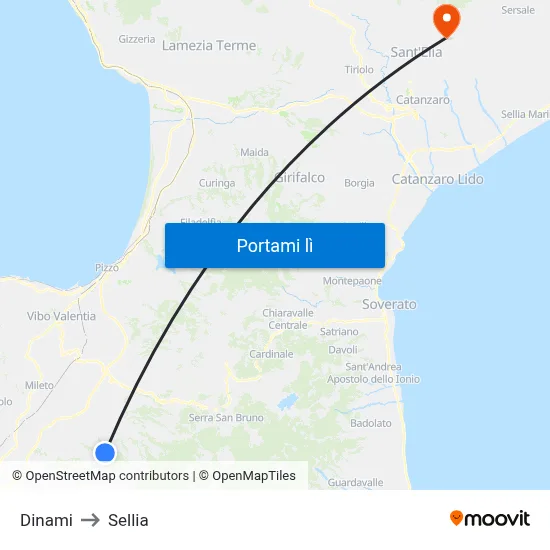 Dinami to Sellia map
