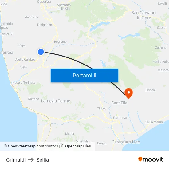 Grimaldi to Sellia map