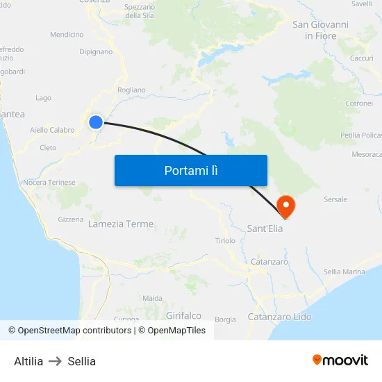 Altilia to Sellia map