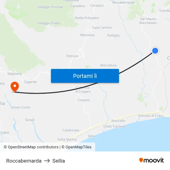Roccabernarda to Sellia map