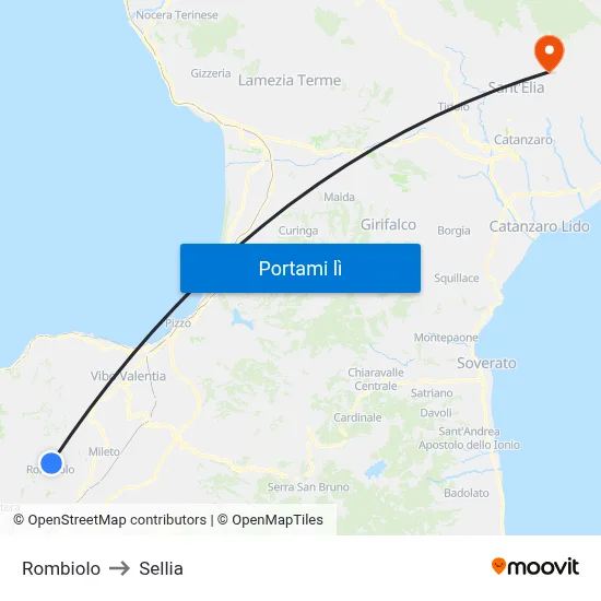 Rombiolo to Sellia map
