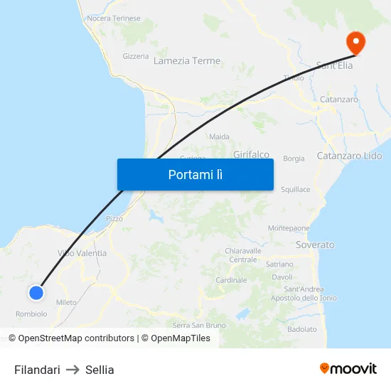 Filandari to Sellia map