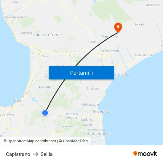 Capistrano to Sellia map