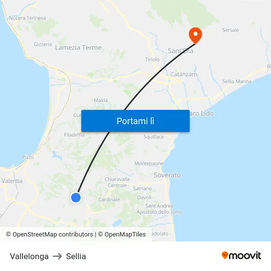 Vallelonga to Sellia map