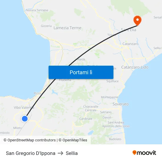 San Gregorio D'Ippona to Sellia map