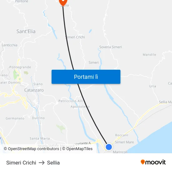 Simeri Crichi to Sellia map