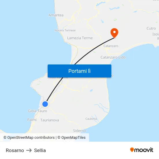 Rosarno to Sellia map