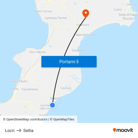 Locri to Sellia map