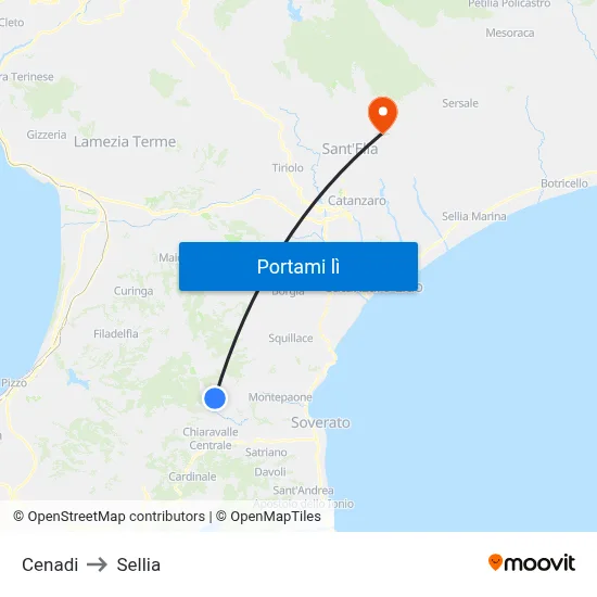 Cenadi to Sellia map