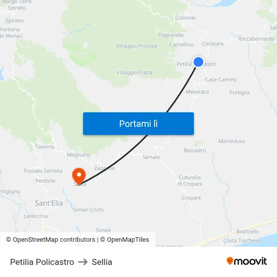 Petilia Policastro to Sellia map