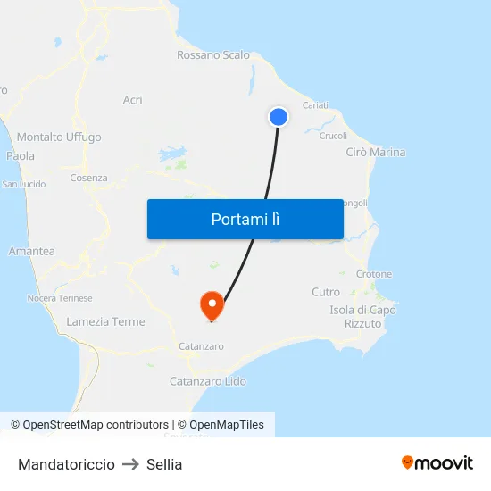 Mandatoriccio to Sellia map