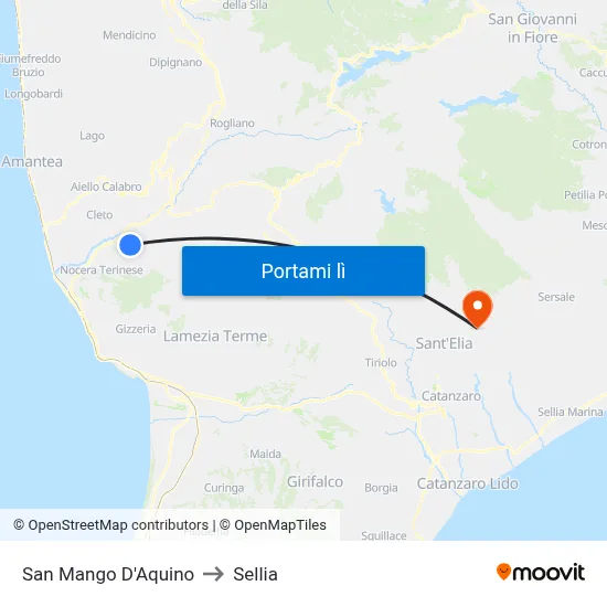 San Mango D'Aquino to Sellia map
