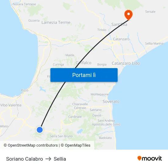 Soriano Calabro to Sellia map