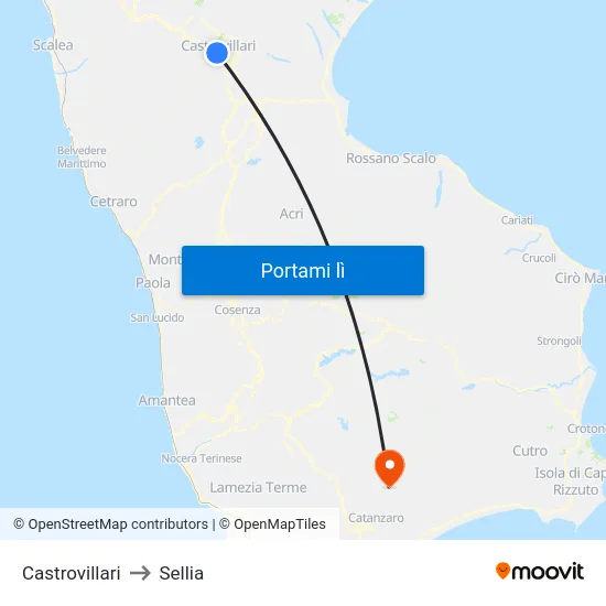Castrovillari to Sellia map