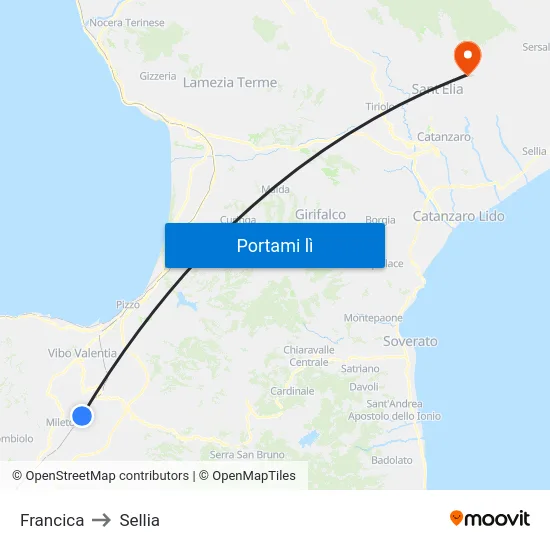 Francica to Sellia map