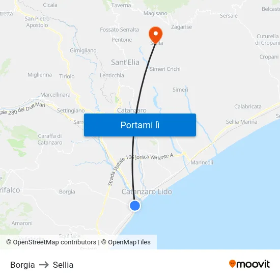 Borgia to Sellia map