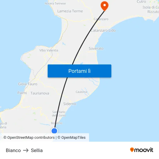 Bianco to Sellia map