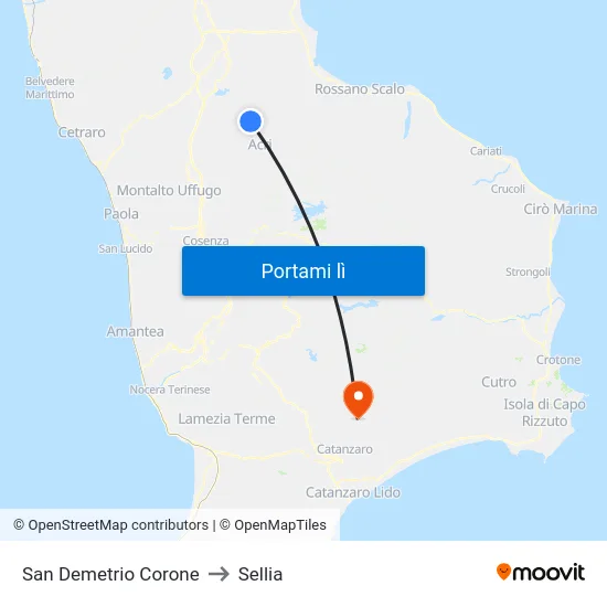 San Demetrio Corone to Sellia map