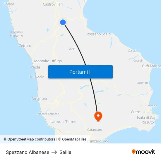 Spezzano Albanese to Sellia map