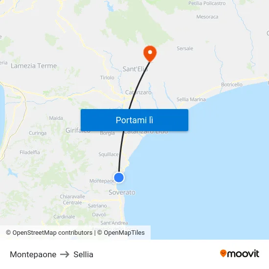 Montepaone to Sellia map