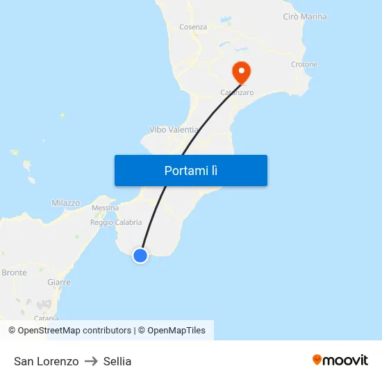 San Lorenzo to Sellia map