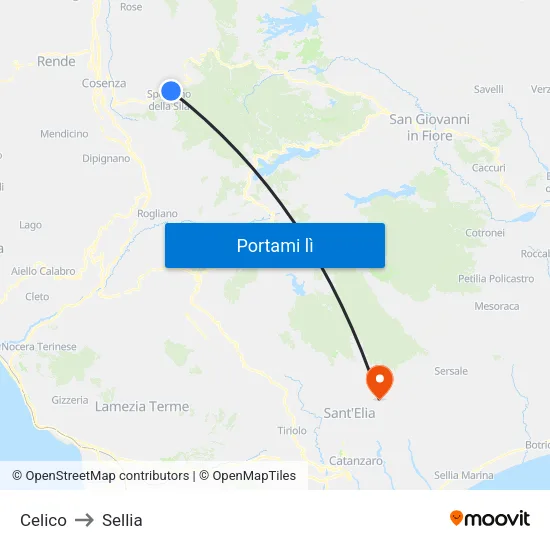 Celico to Sellia map