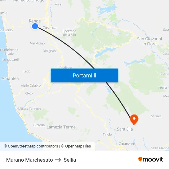 Marano Marchesato to Sellia map