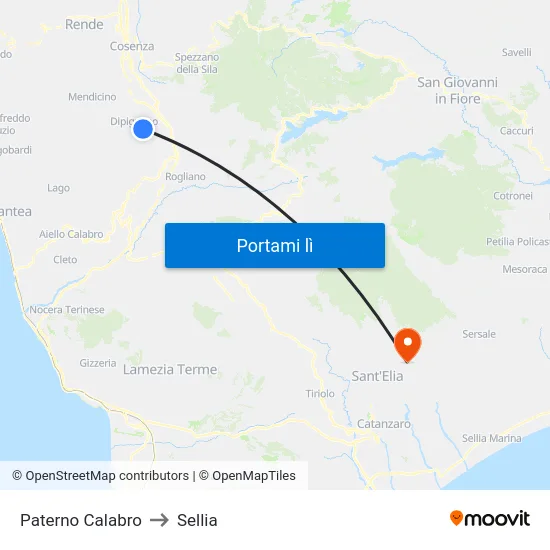 Paterno Calabro to Sellia map