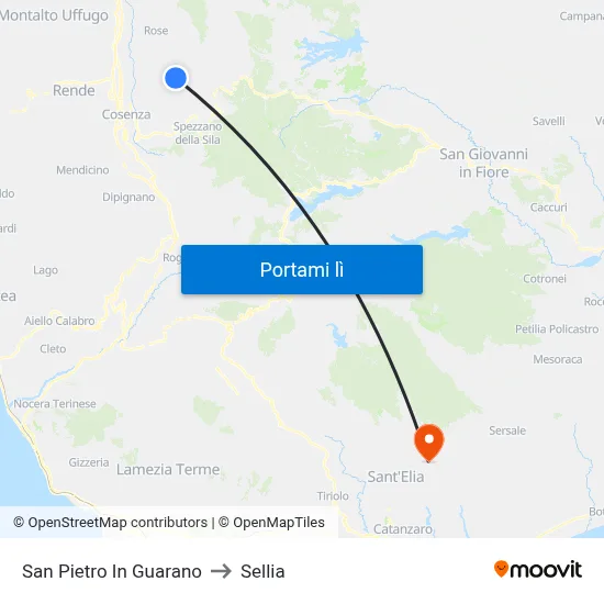 San Pietro In Guarano to Sellia map