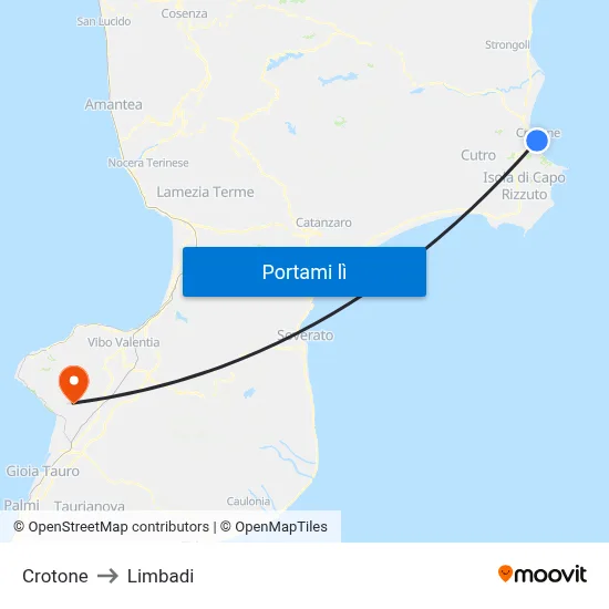 Crotone to Limbadi map