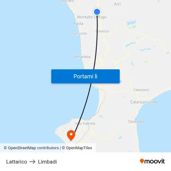 Lattarico to Limbadi map