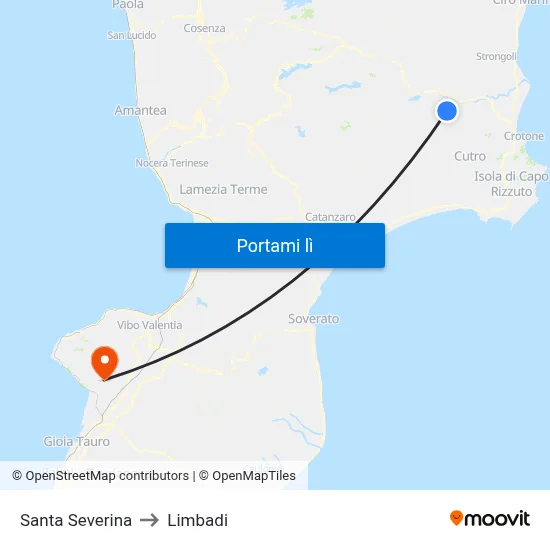 Santa Severina to Limbadi map