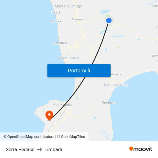 Serra Pedace to Limbadi map