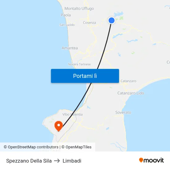 Spezzano Della Sila to Limbadi map
