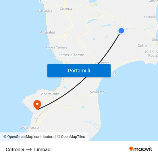 Cotronei to Limbadi map