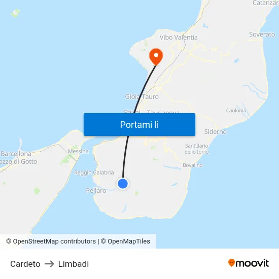Cardeto to Limbadi map
